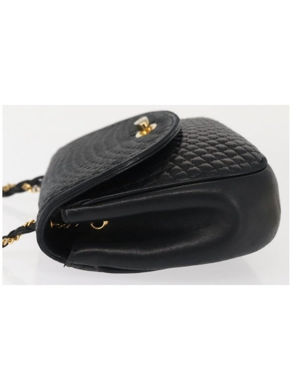 Authentic BALLY Chain Shoulder Bag Leather Black Gold - Picture 10 of 16